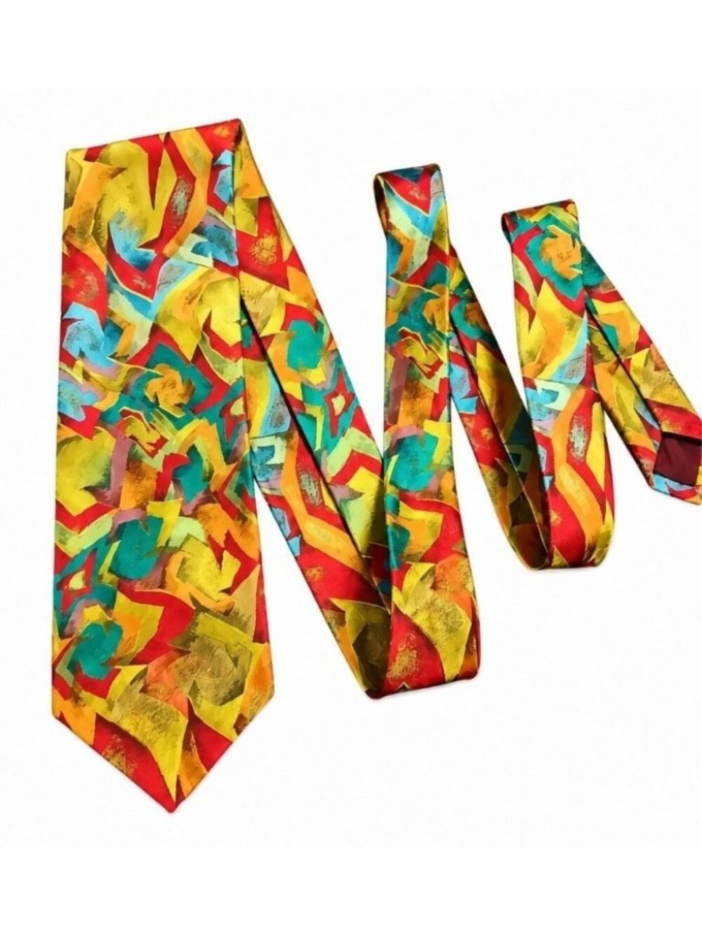 Vintage GOLDLION New Fashion Wide Tie Multicolor Abstract Jacquard Statement